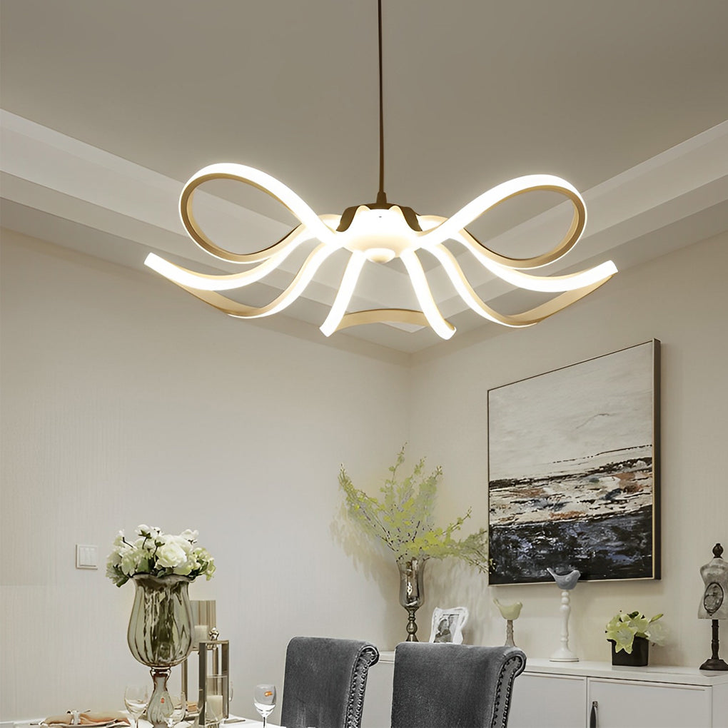 Modern Flower Petal LED Chandelier with Stepless Dimming - White