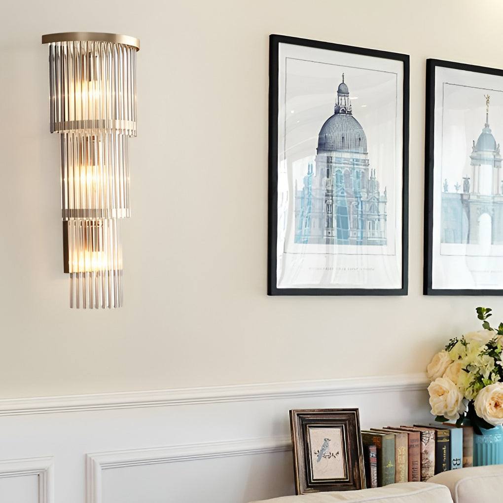 Crystal Wall Sconce with Warm Light – Gold Hardware Finish