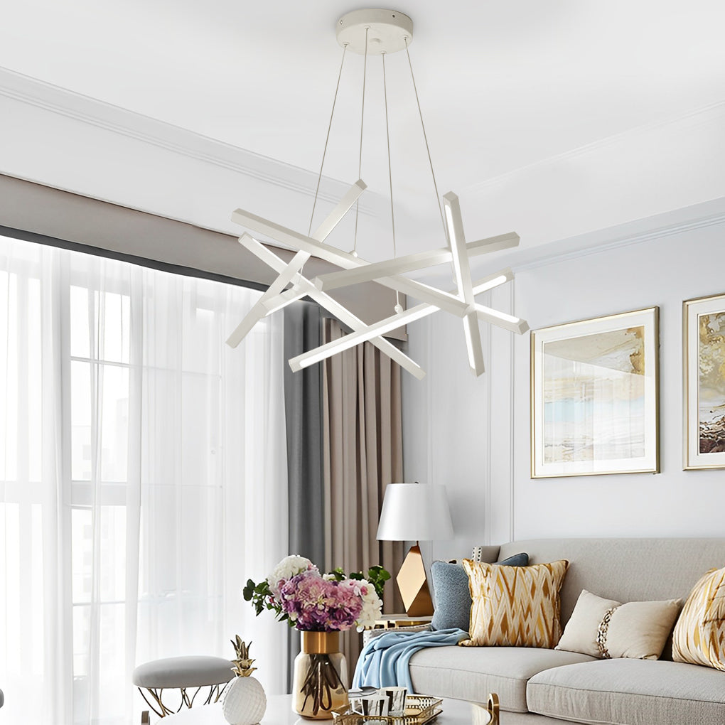 8-Light Modern Sputnik Chandelier with LED Ambient Lighting
