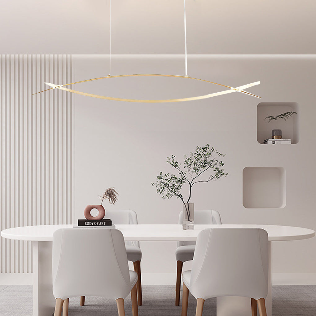 Modern Linear LED Pendant Light with Stepless Dimming