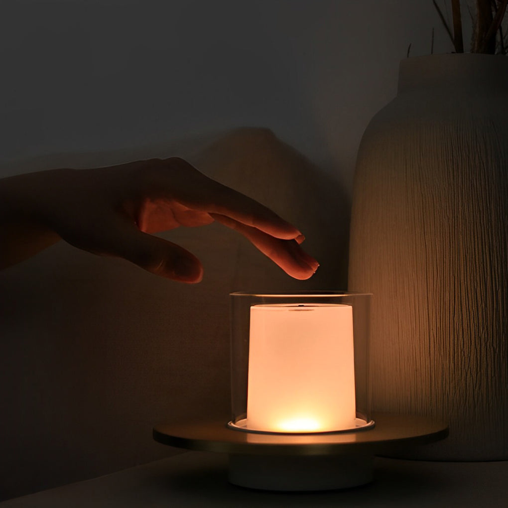Cordless Cylinder Candle Table Lamp with Touch Dimming Control