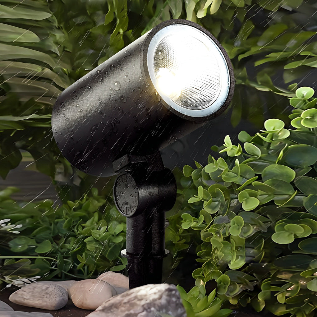 Modern Black Aluminum LED Outdoor Spotlight for Lawns & Gardens