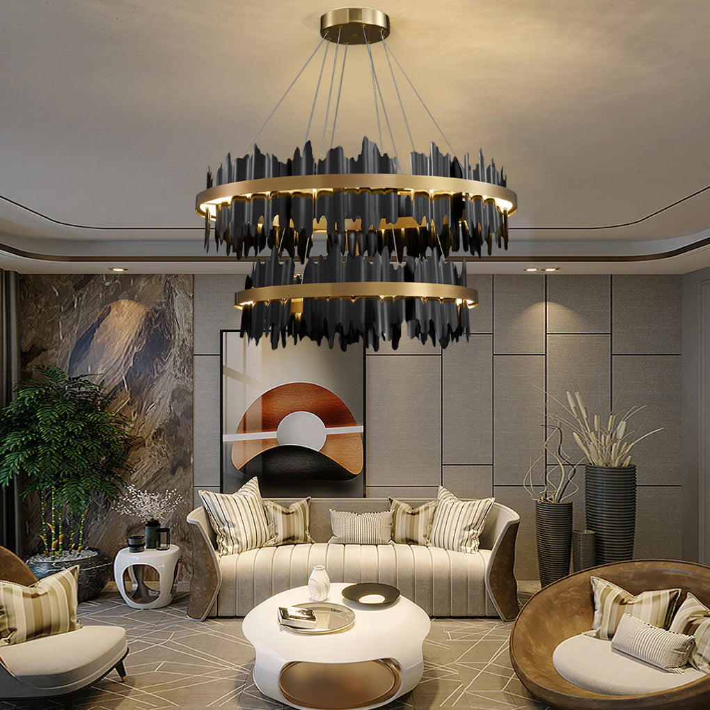 Modern Circular LED Chandelier with Stepless Dimming & Remote