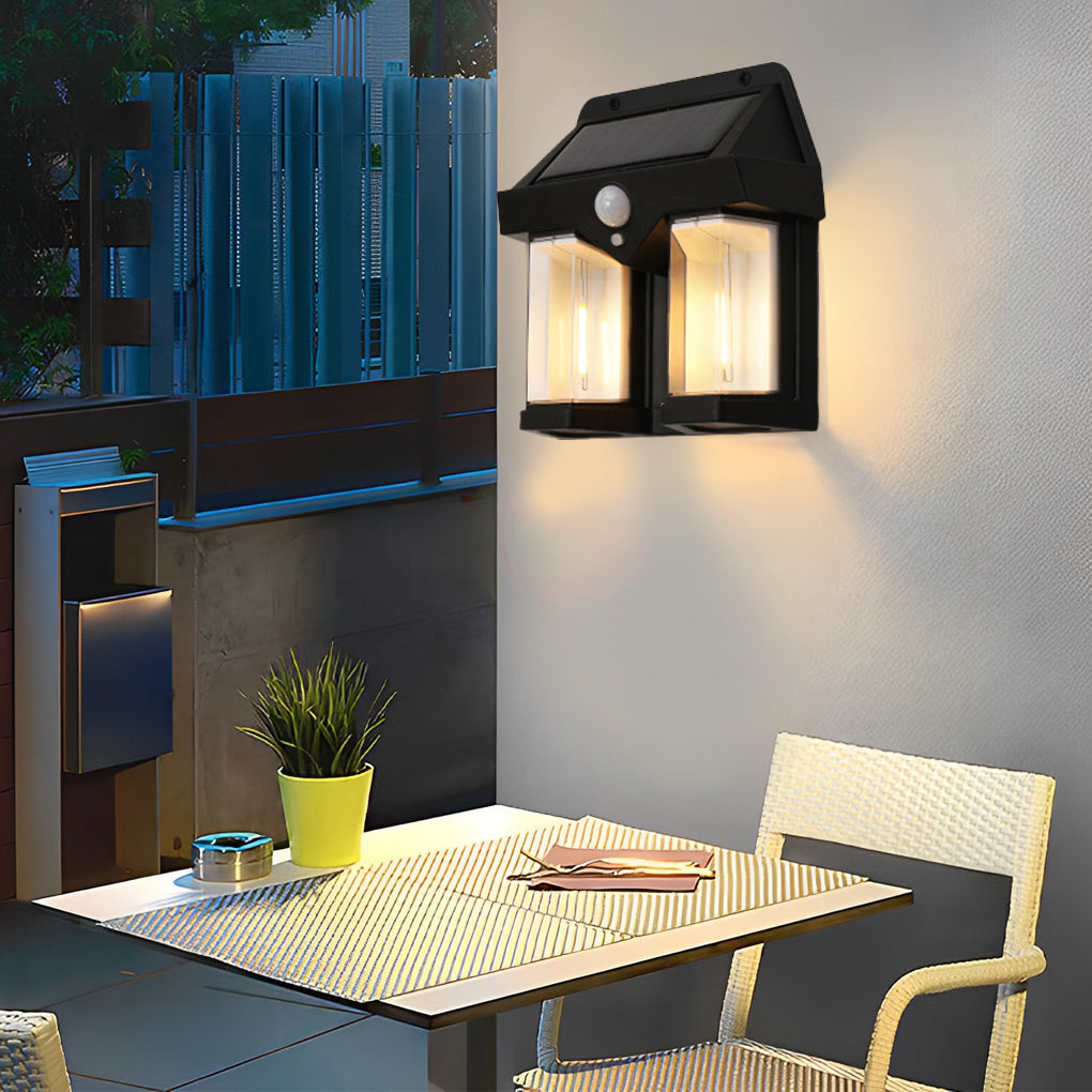 Solar Motion Sensor Wall Lantern with Tungsten Bulb