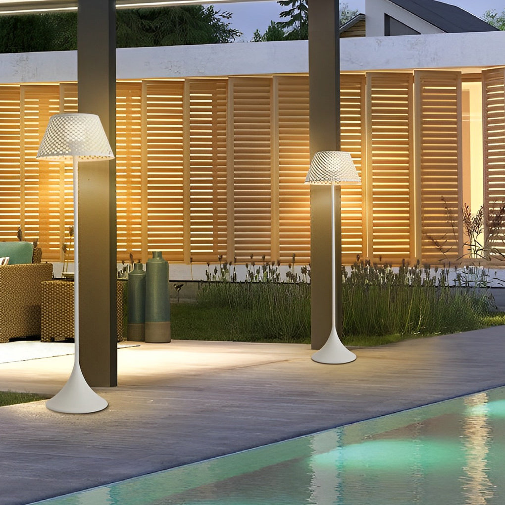Modern Mesh Solar Outdoor Floor Lamp - Stainless Steel