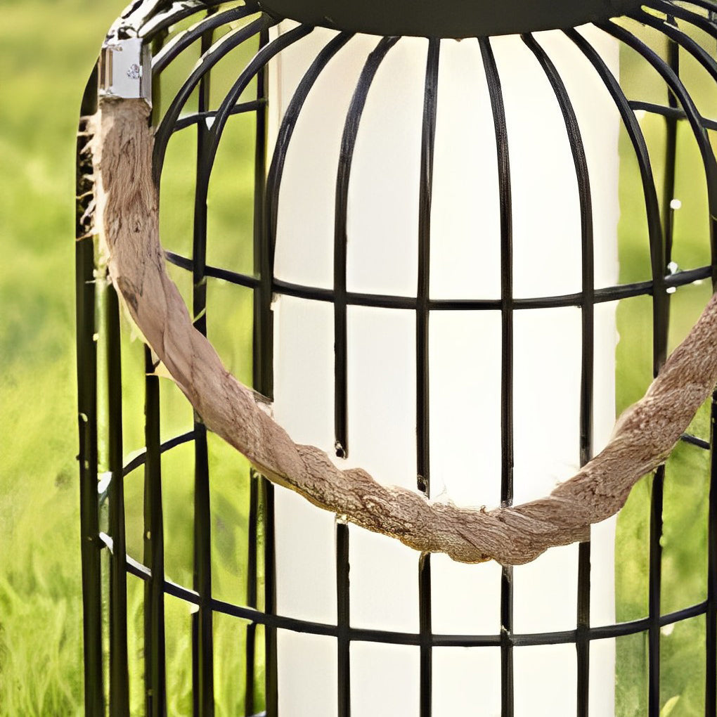 Solar Outdoor Lantern with Hemp Rope Handle - Waterproof LED Light