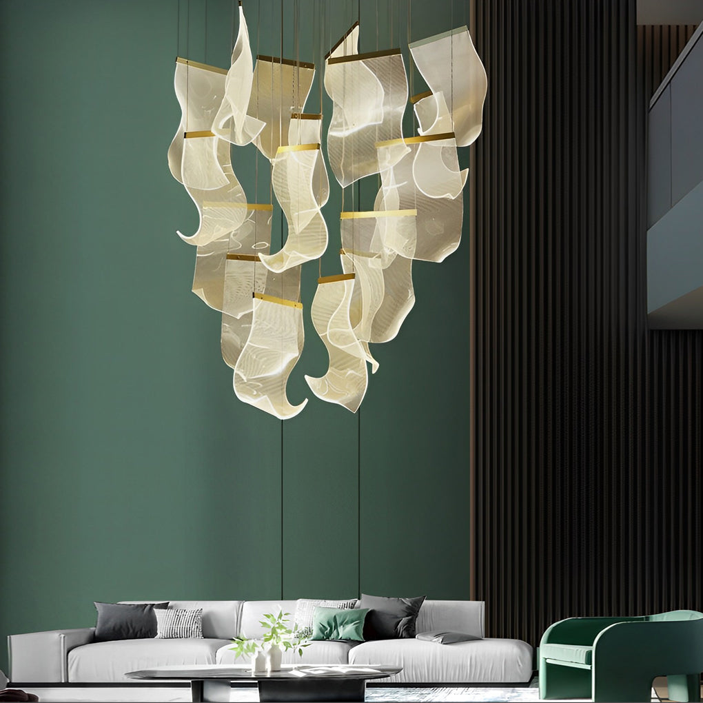 Modern Acrylic Curl Chandelier with Stepless Dimming LED
