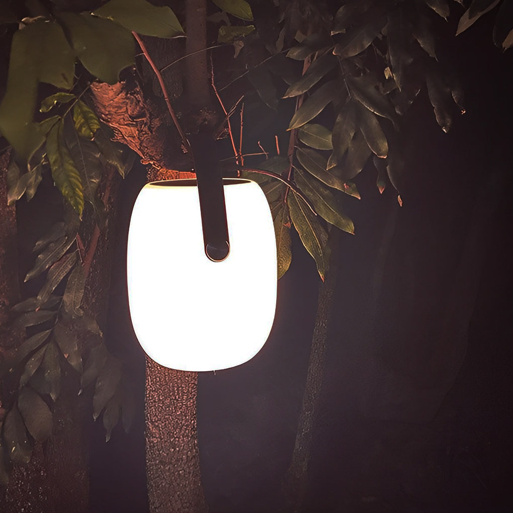 Solar LED Outdoor Lantern with Wood Grain Finish & Portable Handle
