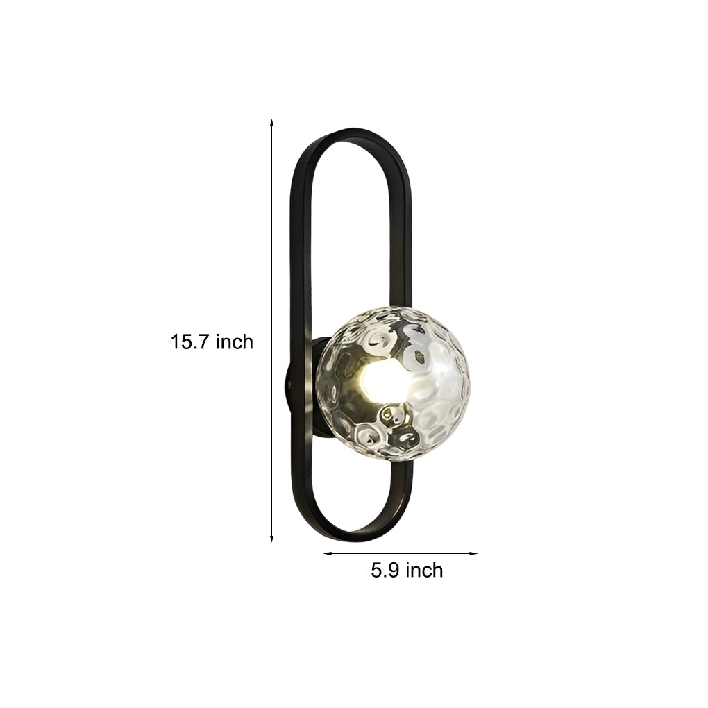 Modern Glass Shade Wall Sconce – Elliptical Iron Frame Design
