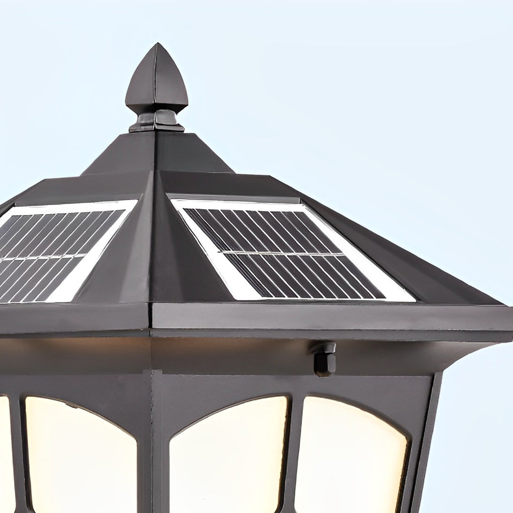 Solar LED Post Cap Light - Aluminum & Glass - Retro Modern Brown