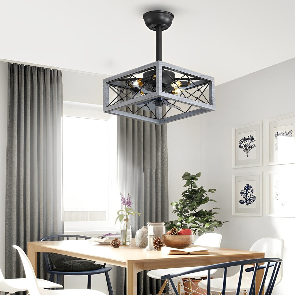 Retro Bladeless Ceiling Fan with Remote & Dimmable LED Light