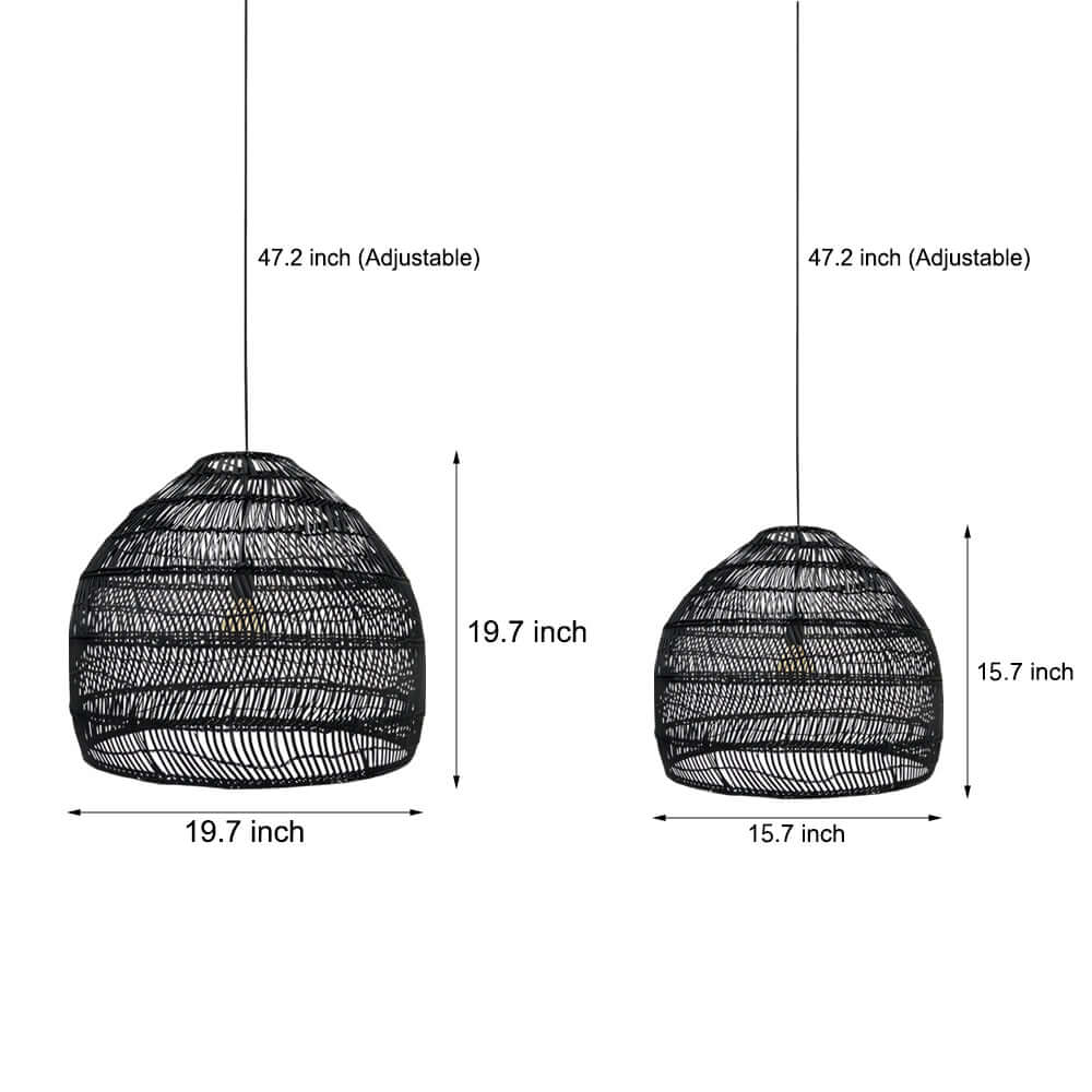 Hand-Woven Rattan Dome Pendant Light – Modern Farmhouse
