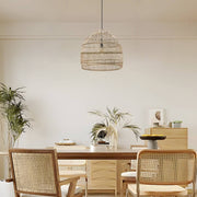 Hand-Woven Rattan Dome Pendant Light – Modern Farmhouse