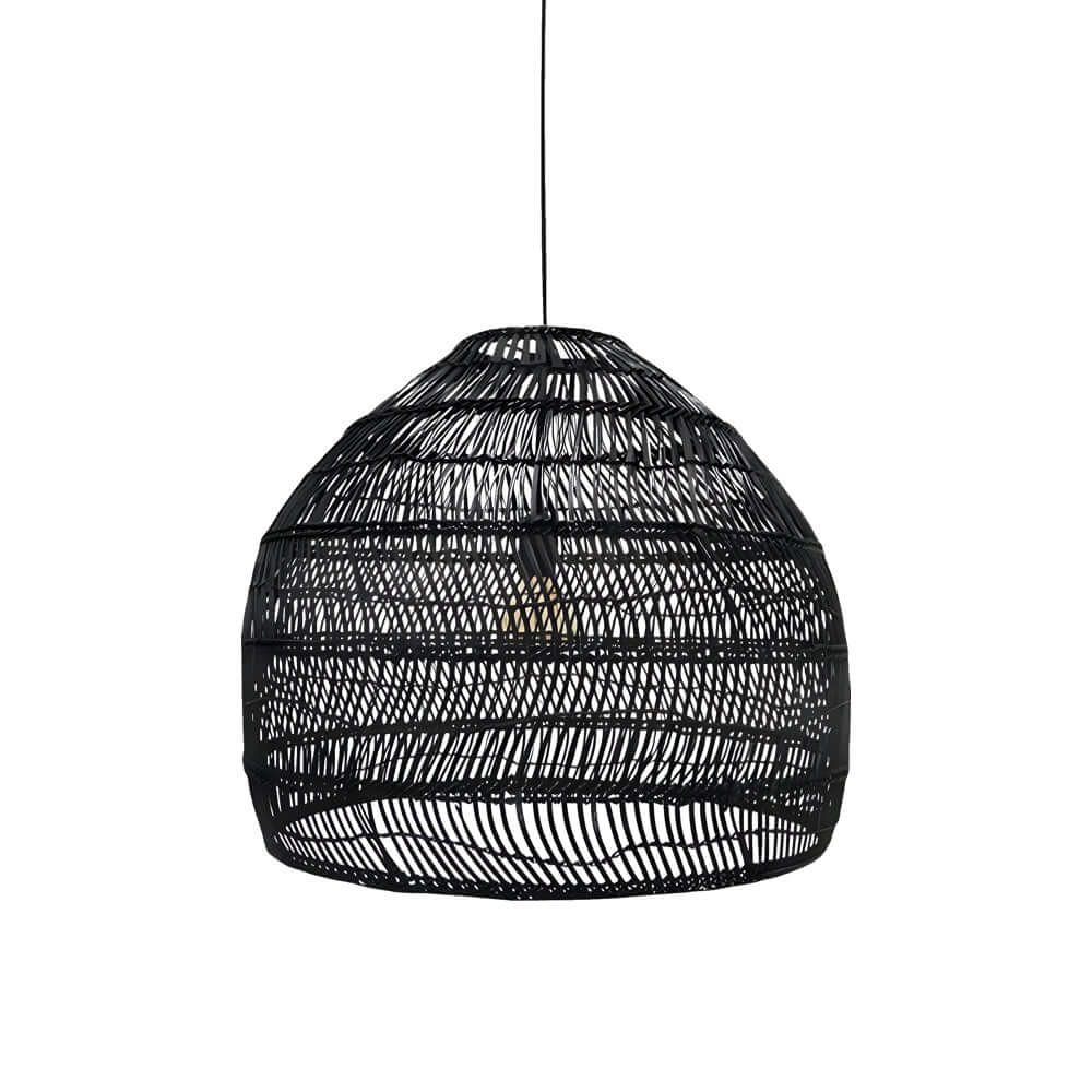 Hand-Woven Rattan Dome Pendant Light – Modern Farmhouse
