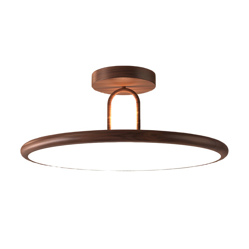 Modern Wood Grain Semi Flush Mount Ceiling Light 15.7/19.7 Inch