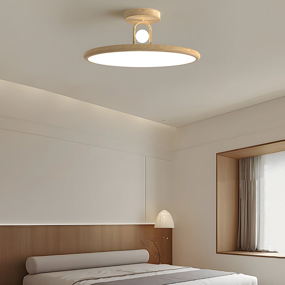 Modern Wood Grain Semi Flush Mount Ceiling Light 15.7/19.7 Inch