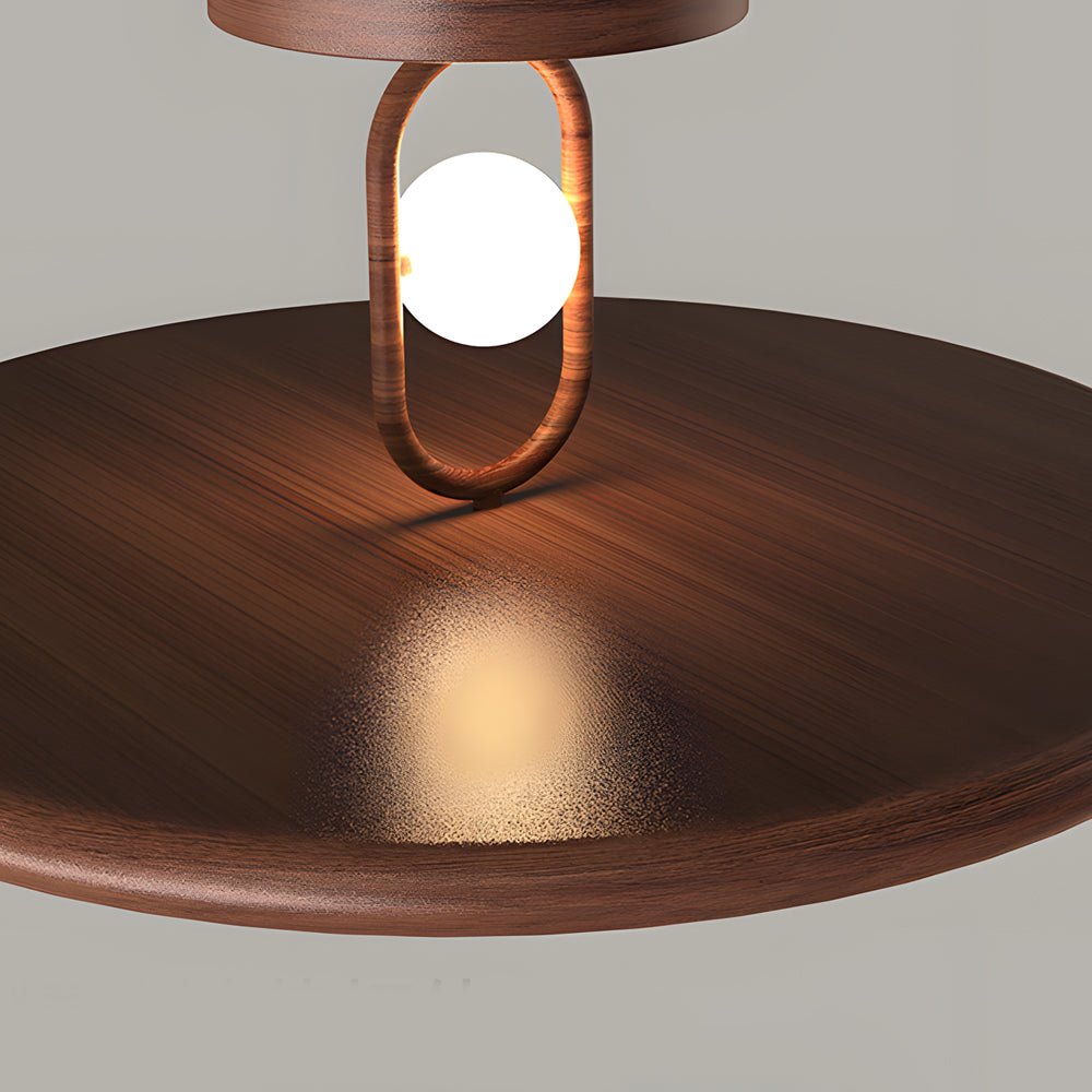 Modern Wood Grain Semi Flush Mount Ceiling Light 15.7/19.7 Inch