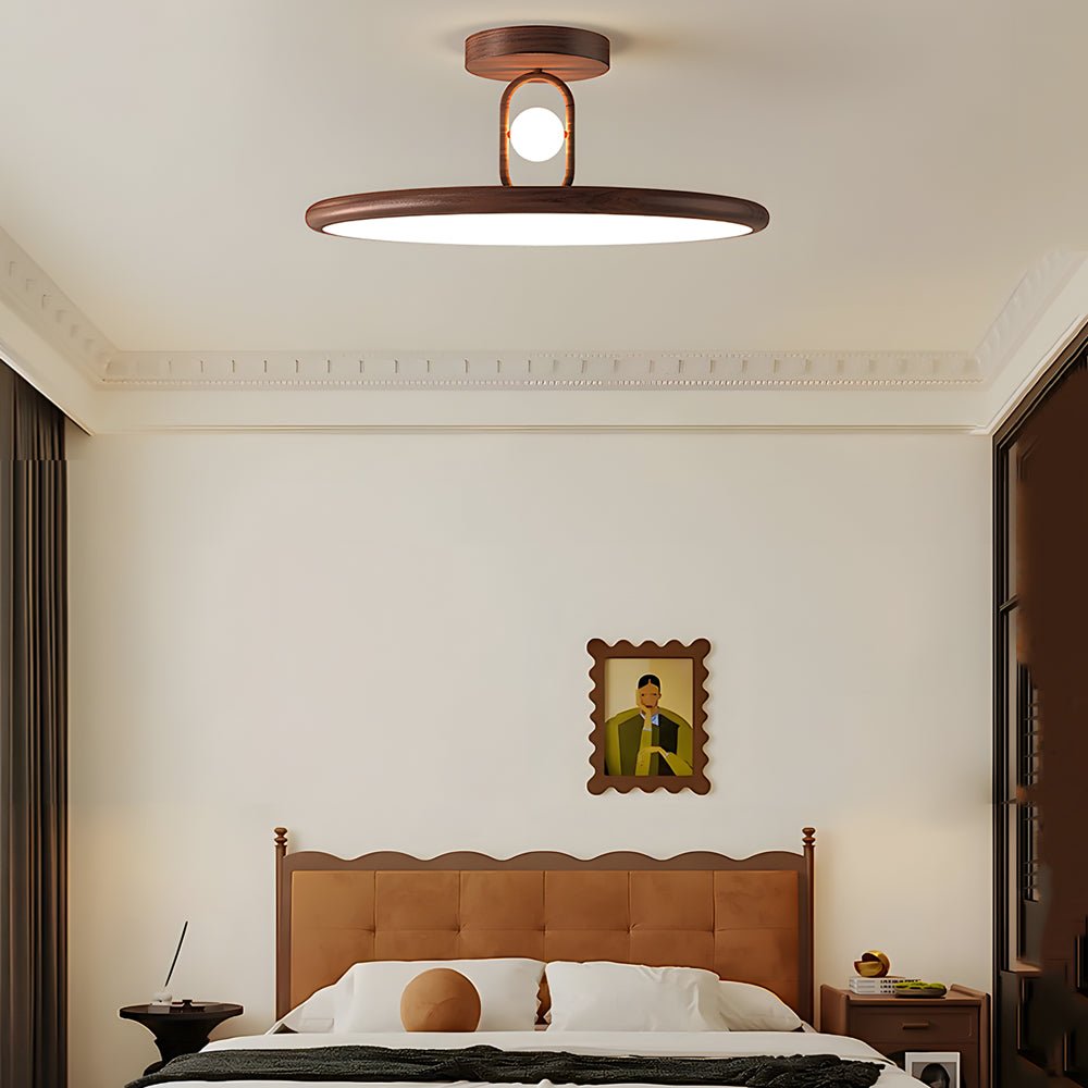 Modern Wood Grain Semi Flush Mount Ceiling Light 15.7/19.7 Inch