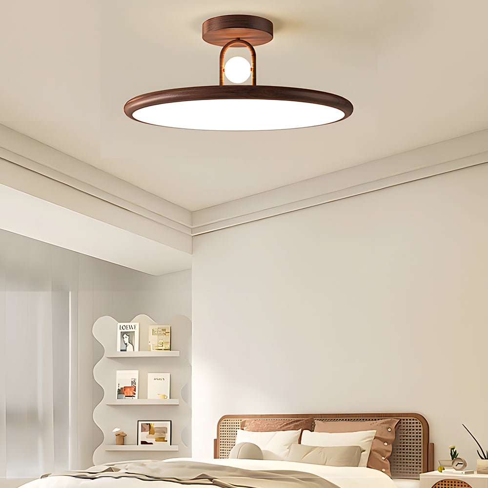 Modern Wood Grain Semi Flush Mount Ceiling Light 15.7/19.7 Inch