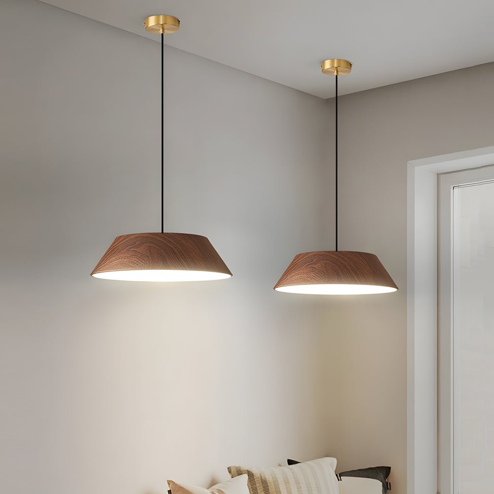Round Wood Grain LED Pendant Light – Japanese Minimalist Design