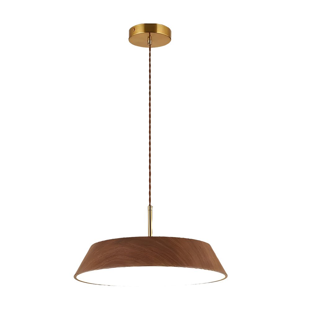 Round Wood Grain LED Pendant Light – Japanese Minimalist Design