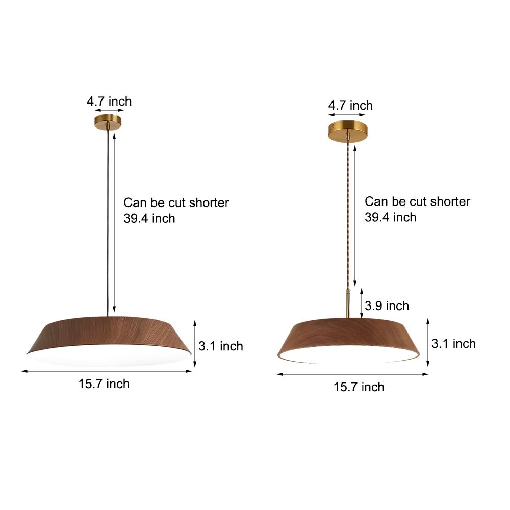 Round Wood Grain LED Pendant Light – Japanese Minimalist Design