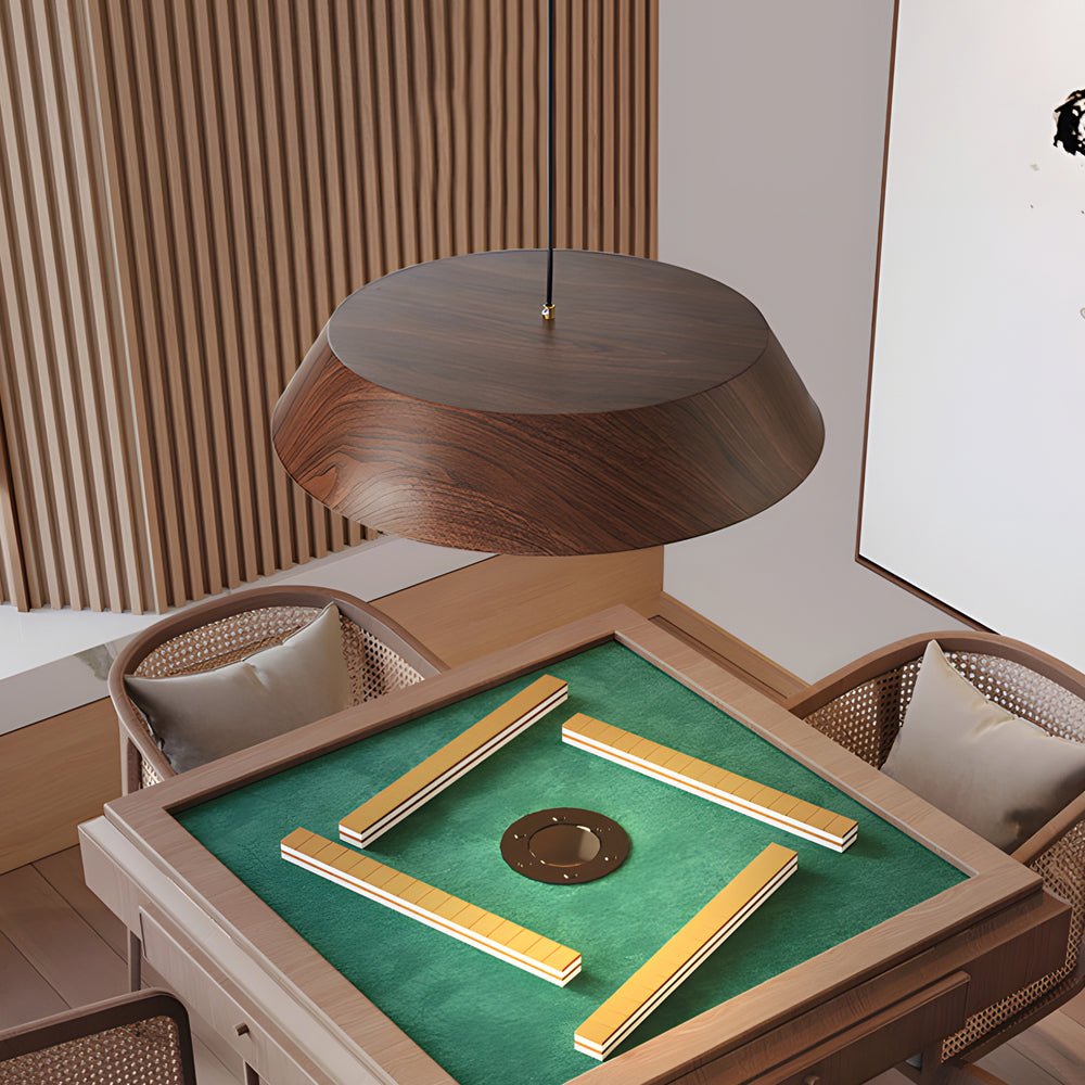 Round Wood Grain LED Pendant Light – Japanese Minimalist Design