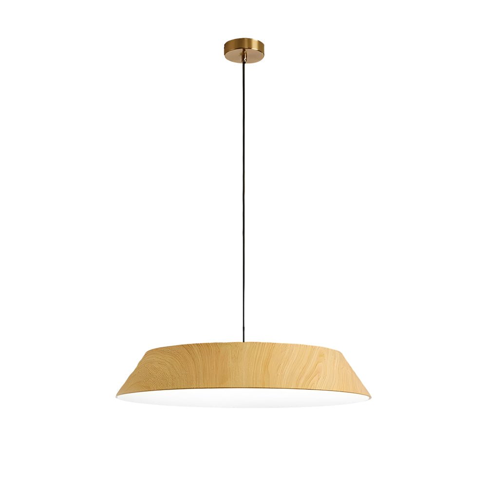 Round Wood Grain LED Pendant Light – Japanese Minimalist Design