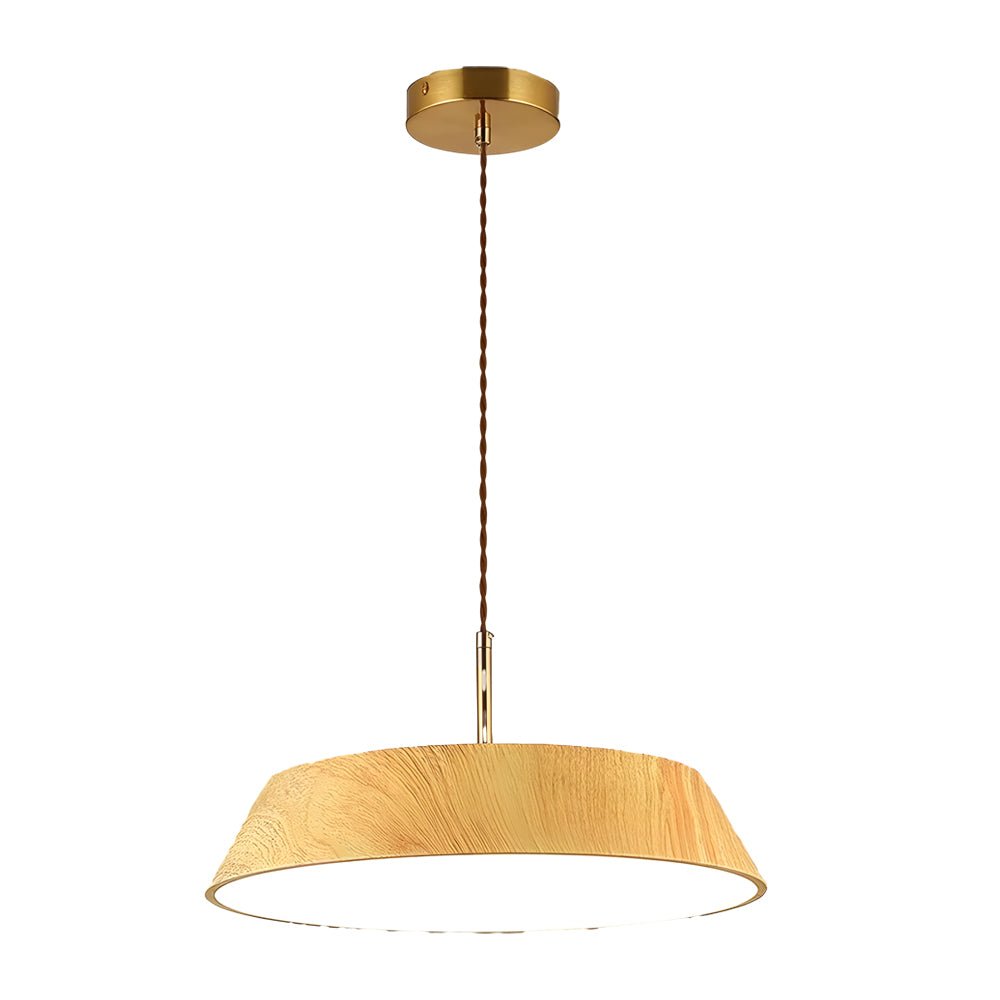 Round Wood Grain LED Pendant Light – Japanese Minimalist Design