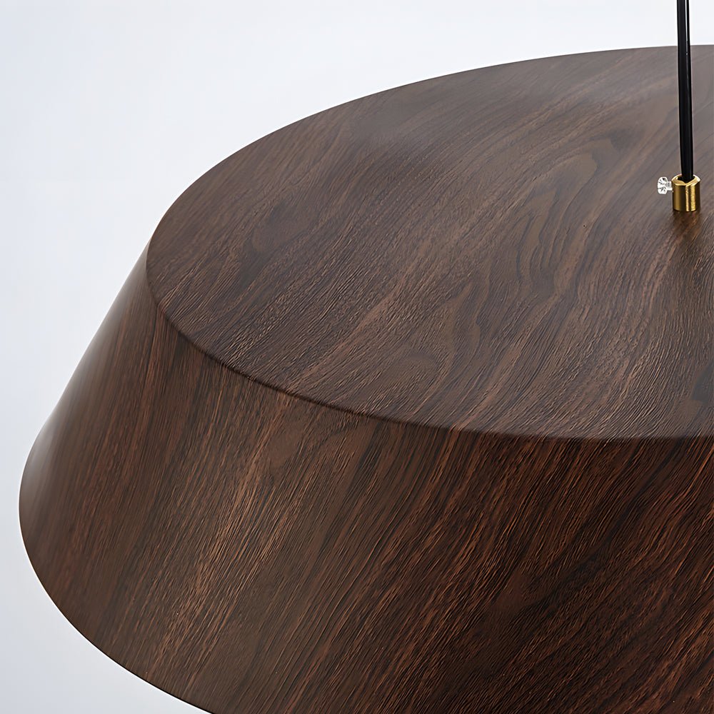 Round Wood Grain LED Pendant Light – Japanese Minimalist Design