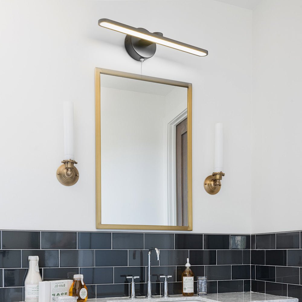 Modern LED Linear Vanity Light with Pull Rope Switch - Black/Bronze