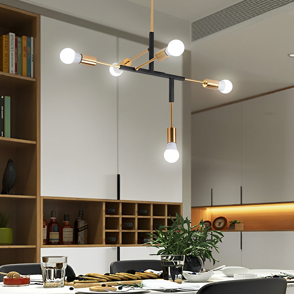 5-Light Branch Modern Chandelier – Electroplated Iron Ceiling Light