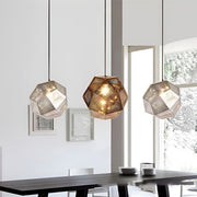 Geometric Round Electroplated Metal Pendant Light