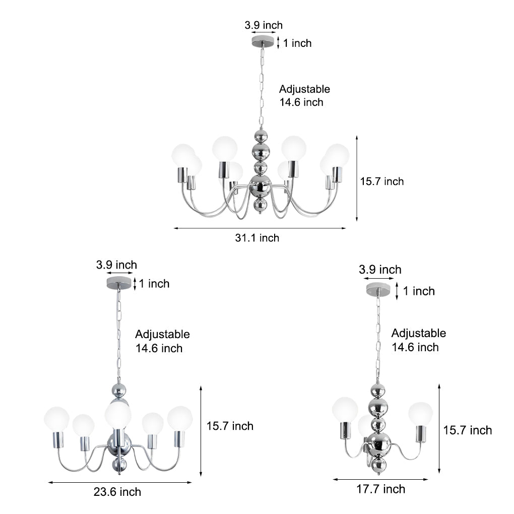 Glass Ball Shade Chandelier – Modern Minimalist Multi-Light Design