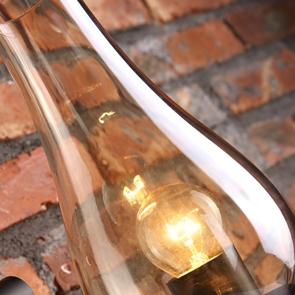 Industrial Glass Wall Sconce with E27 Socket – Black Metal Finish