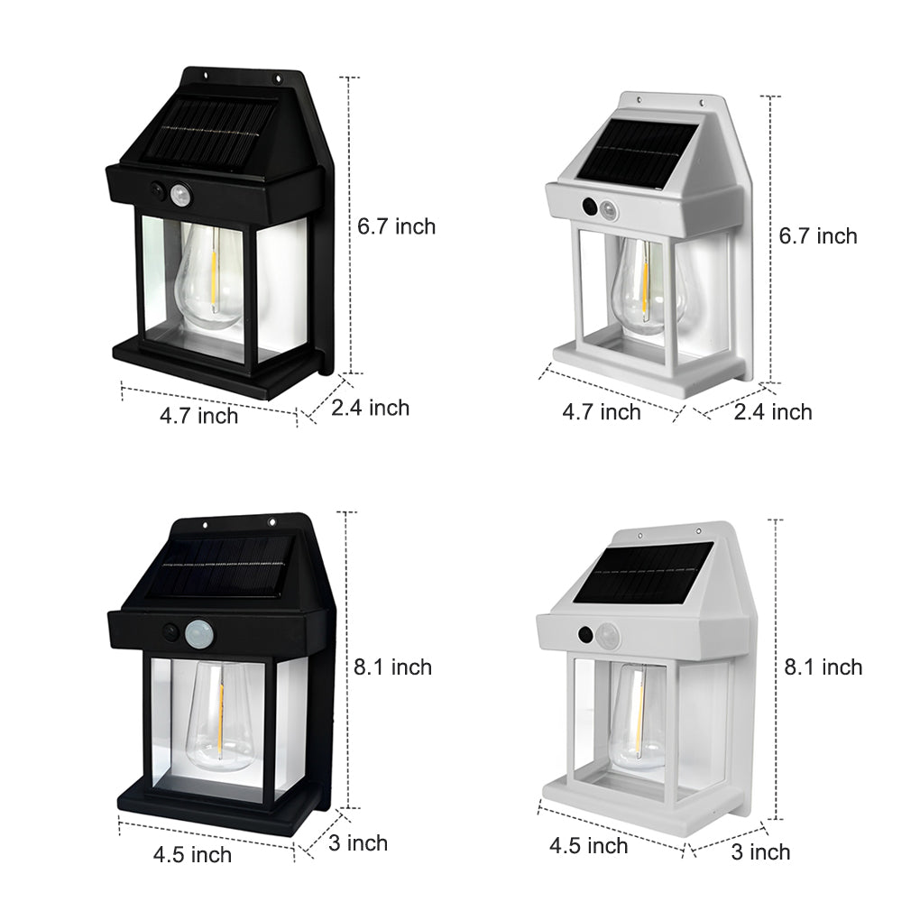 Solar Motion Sensor Wall Lantern with Tungsten Bulb