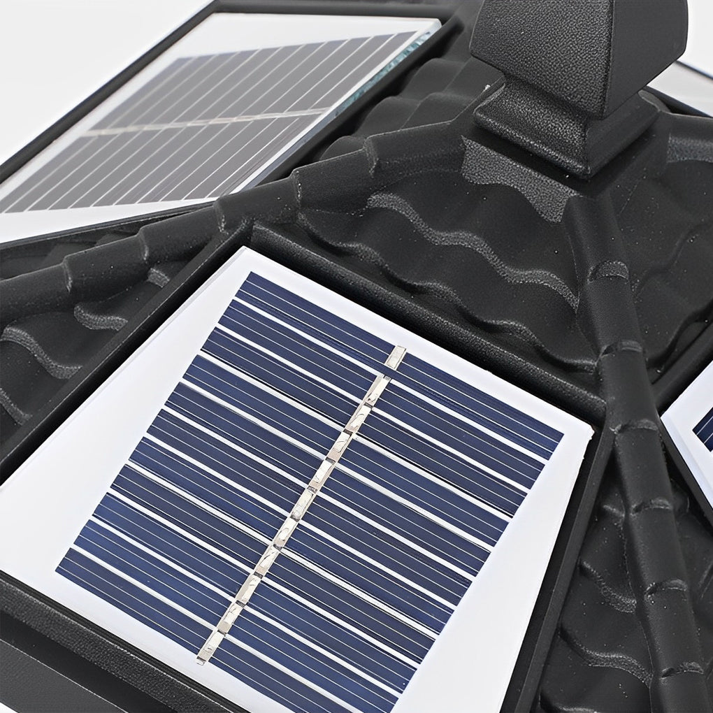 Modern Black Solar Outdoor Post Light with Remote Dimming