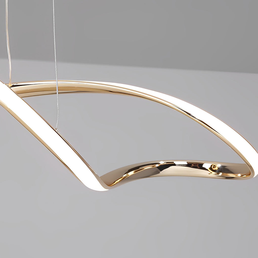 Modern Wave Pendant Light with Stepless Dimming & Remote Control