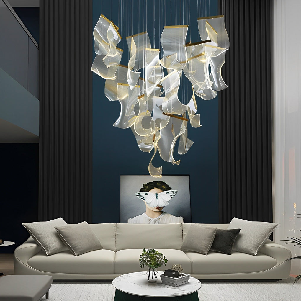 Modern Acrylic Curl Chandelier with Stepless Dimming LED