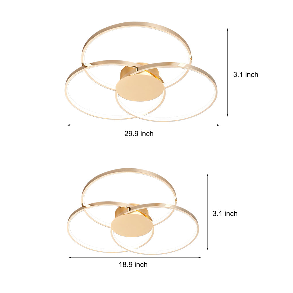 Three Rings Modern Nordic Ceiling Light with Stepless Dimming