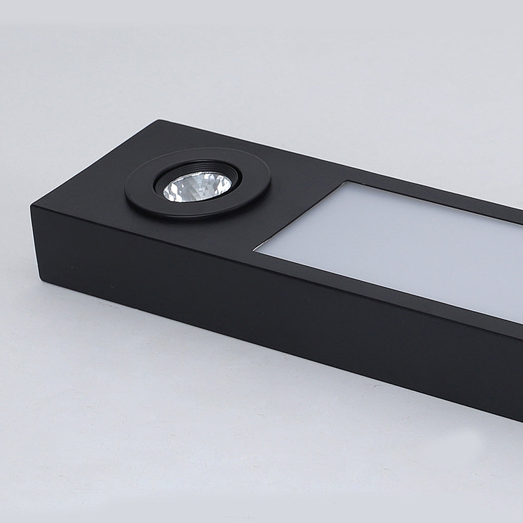 Linear LED Black Ceiling Light with Adjustable Spotlights