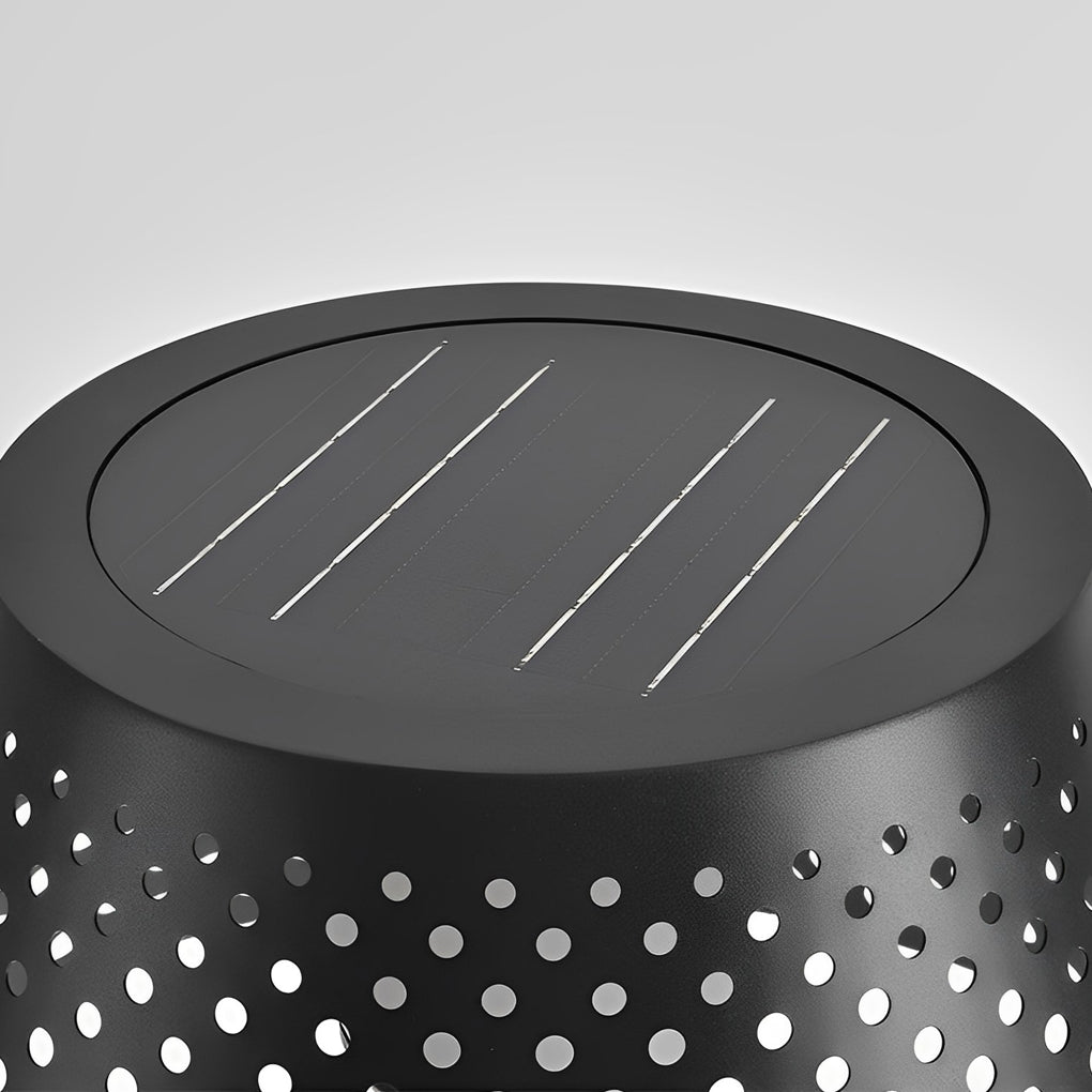Modern Mesh Solar Outdoor Floor Lamp - Stainless Steel