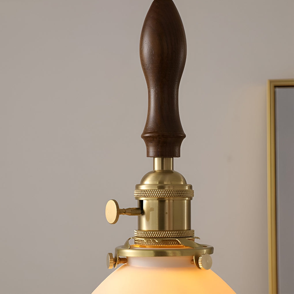 Modern Ceramic Pendant Light with Walnut & Copper Accent - 12W LED