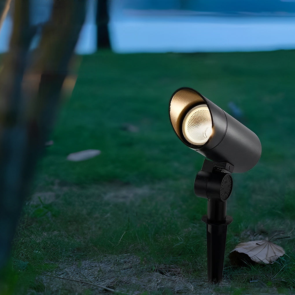 Modern Black Aluminum LED Outdoor Spotlight for Lawns & Gardens
