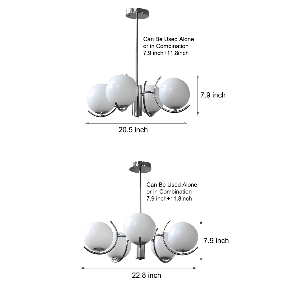 Modern Glass Globe Chandelier - 4/5 Lights Nordic Iron Design