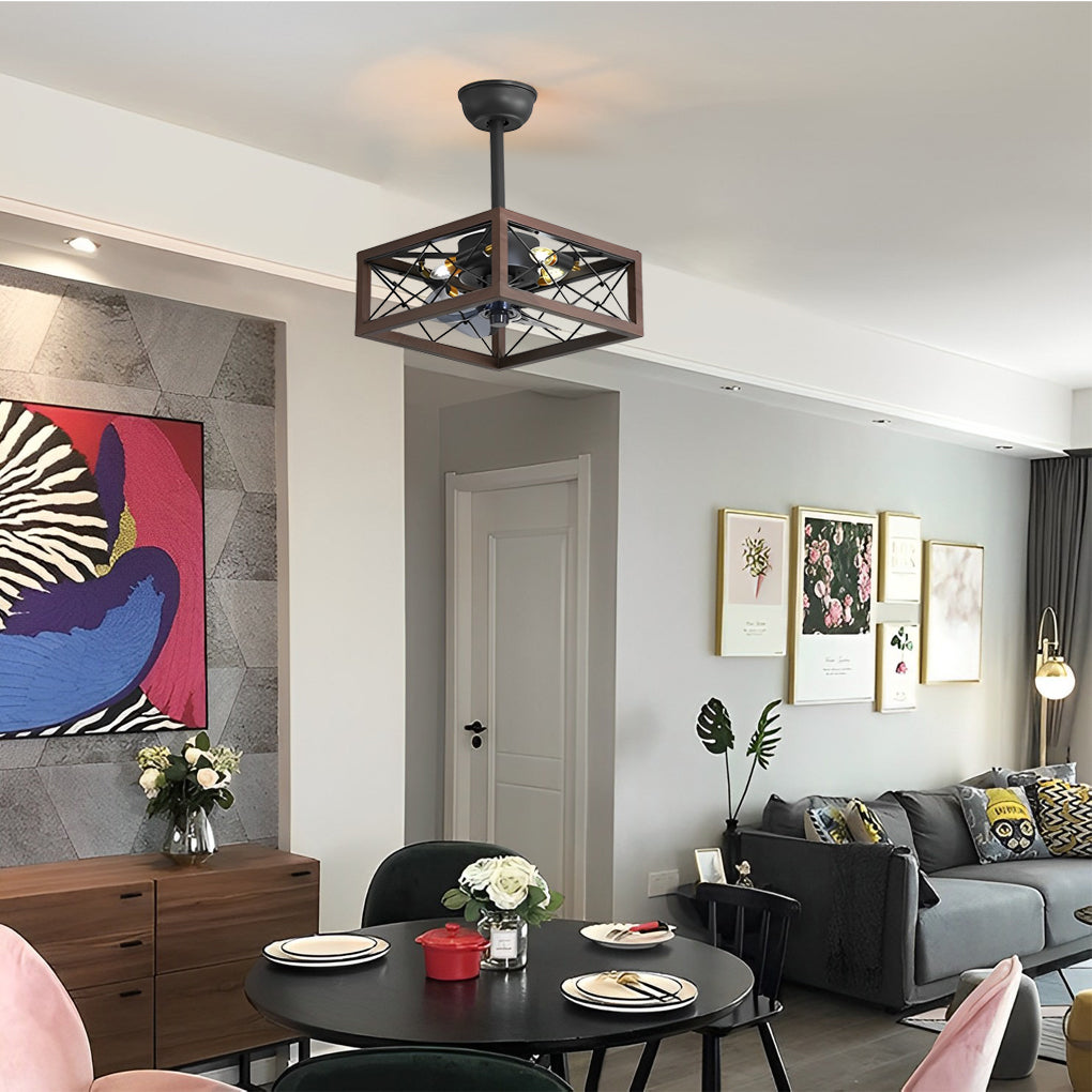 Retro Bladeless Ceiling Fan with Remote & Dimmable LED Light