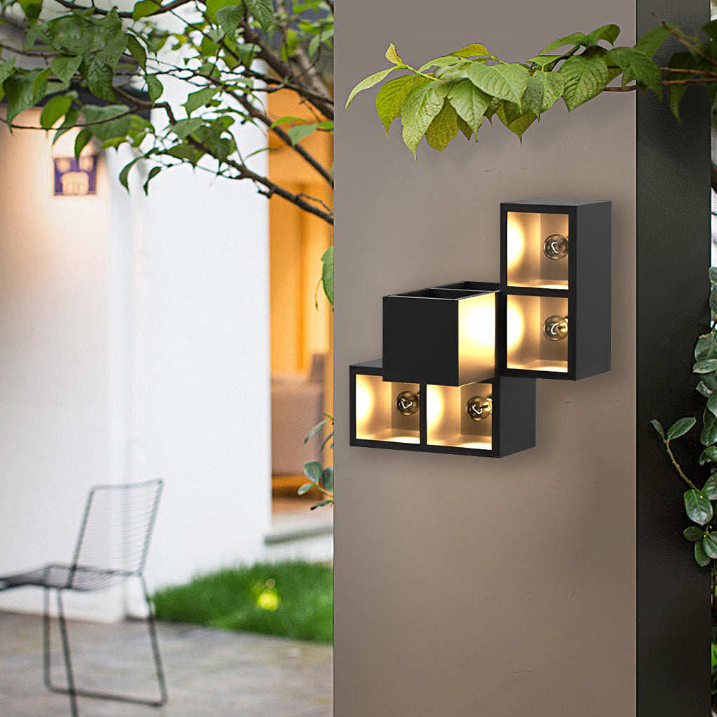 Waterproof Modern Black Wall Lamp with Integrated Flowerpot