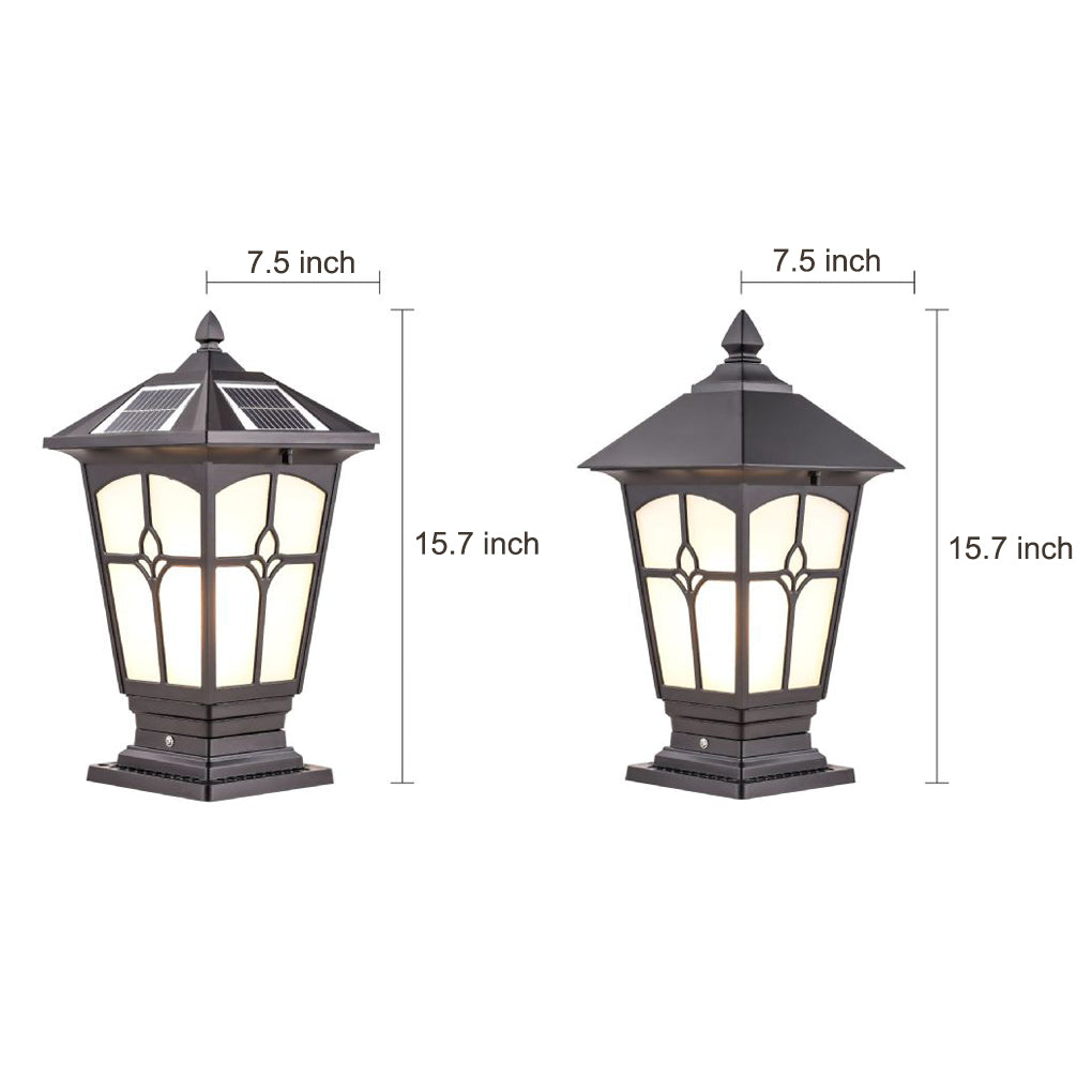 Solar LED Post Cap Light - Aluminum & Glass - Retro Modern Brown