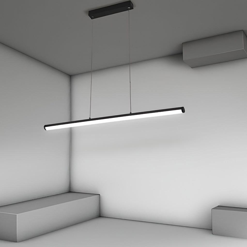 16" Modern Black Linear Pendant Light with Integrated LED