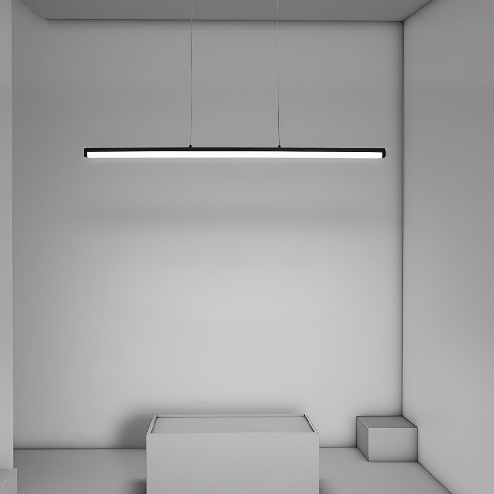 16" Modern Black Linear Pendant Light with Integrated LED